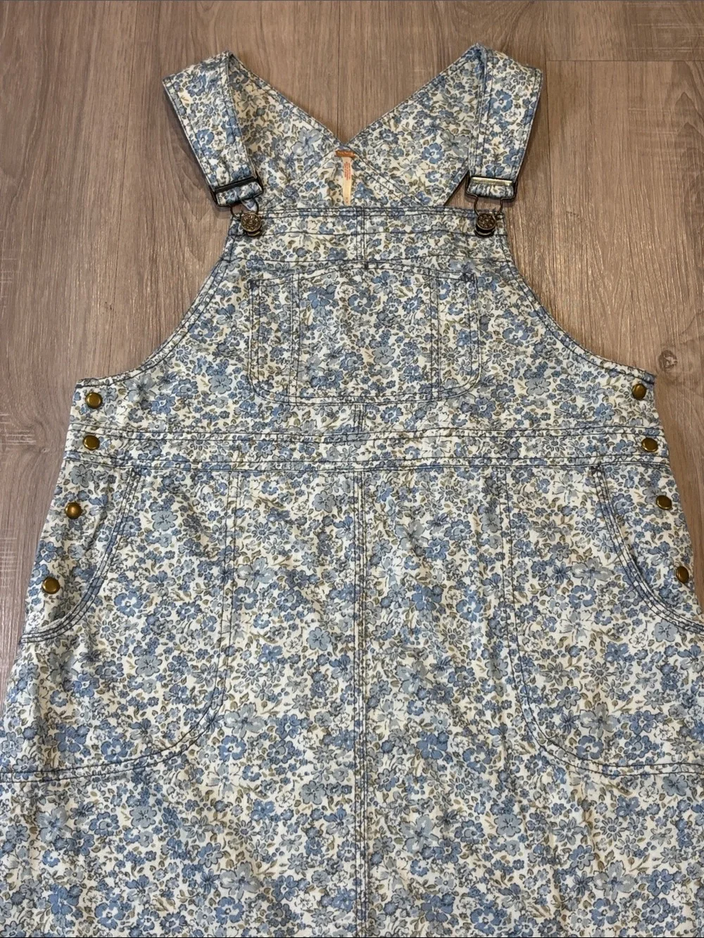 Free People Hanson Apron Midi Dress Color: Chambray Combo